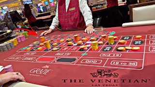 Stacking Chips Everywhere at The Venetian In Las Vegas Roulette Table [upl. by Atwahs]