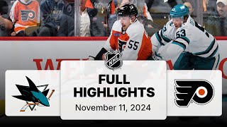 NHL Highlights  Sharks vs Flyers  November 11 2024 [upl. by Nylle688]