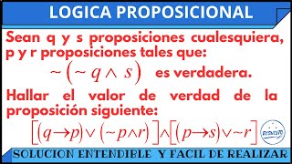 Hallar el valor de verdad Lógica Proposicional [upl. by Rabelais]