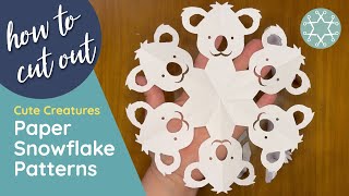 Cute Creatures Paper Snowflake Patterns  Step by Step Guide to cutting the paper snowflake patterns [upl. by Eivets]