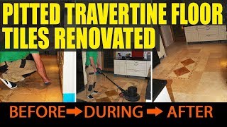 Filling Holes in Travertine Tile and Polishing in Surrey [upl. by Delfine]