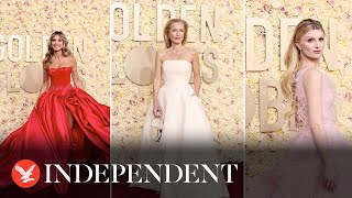 Golden Globes 2024 Stars walk red carpet [upl. by Riesman146]