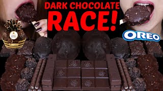 ASMR DARK CHOCOLATE RACE BIG OREO ICE CREAM CONES FERRERO ROCHER BAR MINI DOVE ICE CREAM BARS 먹방 [upl. by Assenev]