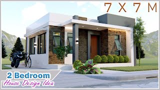 Modern BoxType House Design idea  7 x 7 meters  2 Bedroom Minimalist House [upl. by Lorola]