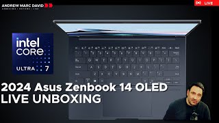 2024 Asus Zenbook 14 OLED Live Unboxing  Meteor Lake in the Studio [upl. by Yaj]