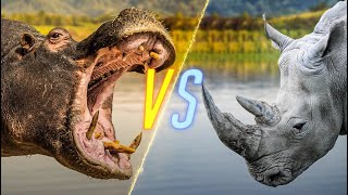 BATTLE OF GIANTS  HIPPO VS RHINO [upl. by Gnourt472]