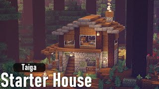 Minecraft  How to Build a Simple Taiga Starter House [upl. by Kutzer]