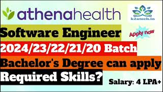 athenahealth hiring Quality Software Engineer  Bachelors degree [upl. by Adidnac466]