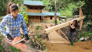 Timelapse The entire process of building the girls wooden bridge  Triệu Thị Giang [upl. by Ulah]