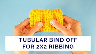 The Easiest Way to Make Tubular Bind Off for 2x2 Ribbing [upl. by Aserej]