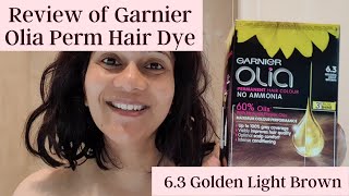 Review of Garnier Olia 63 Golden Light Brown Permanent Hair Dye [upl. by Enrobialc]