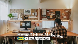 Home office makeover on low budget with IKEA hacks Office for 2 [upl. by Amees]