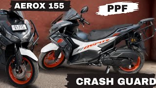 Yamaha Aerox 155 modified  accessories PART1 Crash Guard Saddle Stay  Top Rack Set  PPF 2024 [upl. by Sophia]