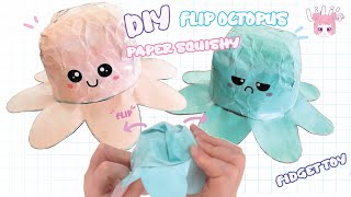 DIY Paper Squishy Flip Octopus Fidget Toy Step by Step Tutorial with Free Print Template [upl. by Ellives884]