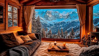 Snowstorm Serenity Rest Warm in a Cozy Cabin with Crackling Fireplace amp Howling Winds for Sleep [upl. by Asilav]