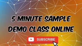 5 Minute Sample Demo Class Online [upl. by Magdala]