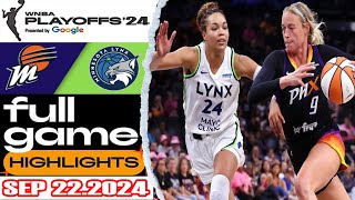 Minnesota Lynx VS Phoeenix Mercury FULL GAME HIGHLIGHTS  PLAY OFF Sep 22 2024 Women’s Basketball [upl. by Xed]