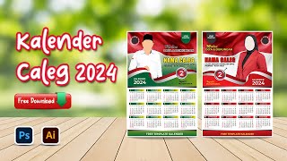 Kalender Caleg 2024  Free Ai amp Psd [upl. by Sadnac375]