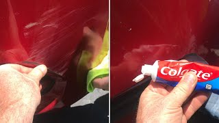 removing “small scratches” from your car with TOOTHPASTE [upl. by Ahsanat]