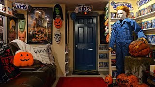 I TURNED MY BASEMENT INTO AN EPIC HALLOWEEN HOME MOVIE THEATER [upl. by Venola]