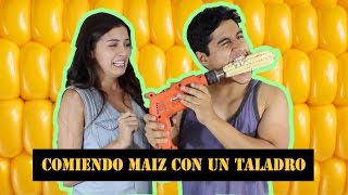 RETO COMIENDO MAIZ CON UN TALADRO l DesbalanceAdos [upl. by Oralla144]