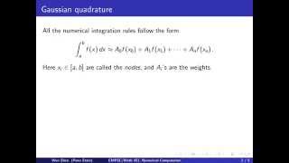 ch4 B Gaussian quadrature Wen Shen [upl. by Moreland]