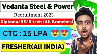 VEDANTA POWER RECRUITMENT 2023  1422 POSTS  FRESHERS APPLY 😮😮 [upl. by Eaneg94]