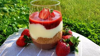 🍨 Pomysł na deser bez pieczenia 🍓 Pyszny deser z budyniem 🍧 Deser z sosem truskawkowym [upl. by Herrington]