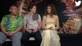 BehindTheTweets with Tom Holland Zendaya Jacob Batalon BTSARMY  Twitter [upl. by Anihcak172]