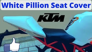 Making WHITE Pillion Seat Cover for any motorcycle with SPLIT SEAT✔️ [upl. by Nosyrb]