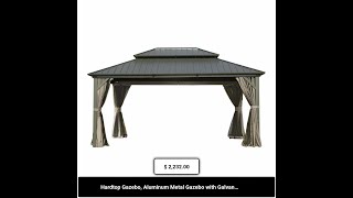 Hardtop Gazebo Aluminum Metal Gazebo with Galvanized Steel Double Roof Canopy Curtain and Netti [upl. by Lika]