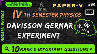 5DavissonGermers Experiment in Telugu  Modern physics  unit2 4th sem paper5 modernphysics [upl. by Hayn]