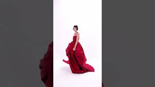 Saiid Kobeisy  Couture FallWinter 2024  Red Draped Taffeta Dress [upl. by Yendor]