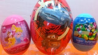 HUEVOS SORPRESA CARS 2 MICKEY MOUSE Y PRINCESAS DISNEYSURPRISE EGGS [upl. by Abita]