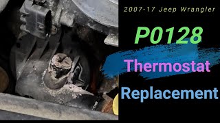 Diagnose amp Replace a Bad Thermostat 0717 Jeep Wrangler 36l P0128 Check Engine light FIX [upl. by Aliled958]