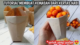 TUTORIAL MEMBUAT KEMASAN DARI KERTAS NASI UNTUK JUALAN  TUTORIAL MELIPAT KERTAS NASI UNIK [upl. by Emyam]