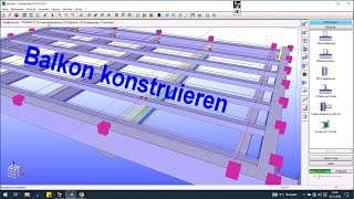 Kleine Balkonkonstruktion mit dem Stahlbau CAD Virtual Steel [upl. by Conni]