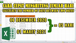 Menghitung Jumlah Hari antara dua tanggal di Microsoft excel [upl. by Blain478]