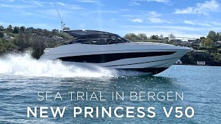 Allnew Princess V50 final sea trial in Bergen Norway before delivery [upl. by Aicined]