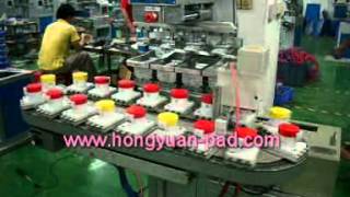 Four color pad printing machine with flame treatment system [upl. by Gierc618]