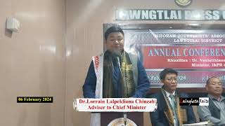 DrLorrain Lalpekliana Chinzah MLA  MJA Lawngtlai Dist Annual Conf 2024 [upl. by Essilec490]