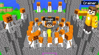 Pranking SLOGO With 1000 SNOWMEN In Minecraft Cherry Island [upl. by Athey]