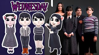 Wednesday Addams VS Gomez Addams VS Morticia Addams vs pugsley addam makeover by my talking Angela 2 [upl. by Allina]