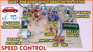 Intelligent Smart Zone Based Vehicle Speed Control System Using Arduino and RF TransmitterReceiver [upl. by Bambi657]