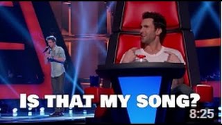 5 contestants on the voice who auditioned with a coaches song [upl. by Ruscher932]