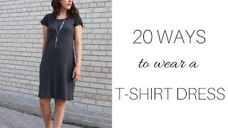 20 Ways to Wear a T shirt Dress  Capsule Wardrobe  One Piece Many Ways [upl. by Htbazile]