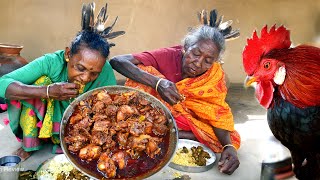 COUNTRY CHICKEN CURRY  Tribe grandmothers cooking delicious red country chicken  Morog Recipe [upl. by Halie]