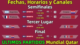 FECHAS HORARIOS y CANALES CONFIRMADOS para SEMIFINALES TERCER LUGAR y FINAL del Mundial QATAR 2022 [upl. by Eldoree]