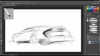 Drawing  PHOTOSHOP  CAR SKETCH [upl. by Olen]