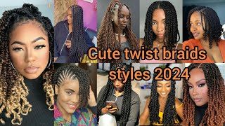 Cute twist braids hairstyles for elegant ladies  Twist hairstyles 2024  Twists for black women [upl. by Adnirual]